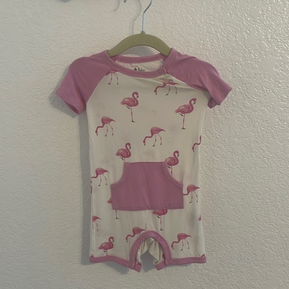Kyte Baby Shortall Snap Romper Flamingo 12-18 months